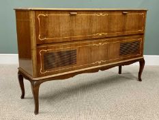 MID-CENTURY STEREO RADIOGRAM WITH GARRARD TURNTABLE, in a high gloss finish mahogany and walnut