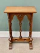 GOTHIC REVIVAL OAK CREDENCE TABLE, having trefoil and quatrefoil decoration, with full and half
