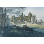 GORDON MILES limited edition (149/150) chromolithograph – entitled ‘Conwy Castle’, signed and