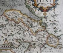 CHRISTOPHER SAXTON & WILLIAM KIP early 17th Century coloured antiquarian Welsh county map ‘Flint’,