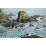 ROY STRINGFELLOW (1921-2008) oil on board – rocky Cornwall coast, signed, 33 x 50, framed