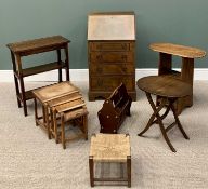 VINTAGE & LATER FURNITURE PARCEL x 7, to include a neatly proportioned reproduction walnut fall