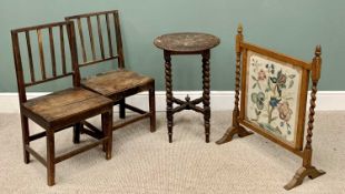 FOUR ITEMS OF ANTIQUE & VINTAGE FURNITURE to include pair of period oak farmhouse chairs, 86cms H,