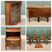 ANTIQUE FURNITURE ASSORTMENT to include mahogany gateleg table, 76cms H, 115cms W, 82cms D (open),