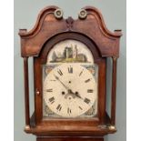 OAK PAINTED DIAL LONGCASE CLOCK, circa 1830, the dial signed 'Parry', arched top, painted dial set