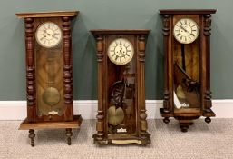 THREE WALNUT CASED VIENNA WALL CLOCKS, Gustave Becker and others, spares or repair, all have