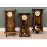 THREE WALNUT CASED VIENNA WALL CLOCKS, Gustave Becker and others, spares or repair, all have