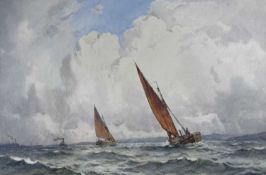 SAMUEL JOHN MILTON BROWN (b.1873) watercolour – yachts and steam off Liverpool, entitled verso ‘