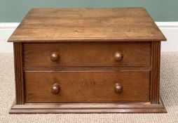 VINTAGE OAK TWO-DRAWER DESKTOP CABINET, the pine lined drawers having turned wooden knobs, circa