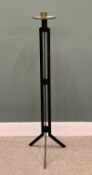 MID-20TH CENTURY IRON & BRASS CANDLE STAND - MODERNIST STYLE, 140cms H
