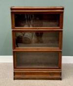 GLOBE-WERNICKE MAHOGANY THREE-SECTION STACKING BOOKCASE, with top cover and lower single drawer