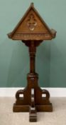 VICTORIAN GOTHIC-STYLE OAK DOUBLE LECTERN, the pitched swivel top with quatrefoil & cross detail and