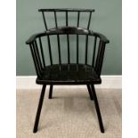 PAINTED PRIMITIVE ASH & ELM STICK-BACK CHAIR, believed Welsh, circa 1800 and possibly later, 94cms