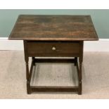 WELSH OAK SIDE TABLE, circa 1800 and later, rectangular edge moulded planked top and single lower
