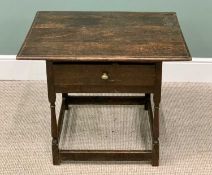 WELSH OAK SIDE TABLE, circa 1800 and later, rectangular edge moulded planked top and single lower