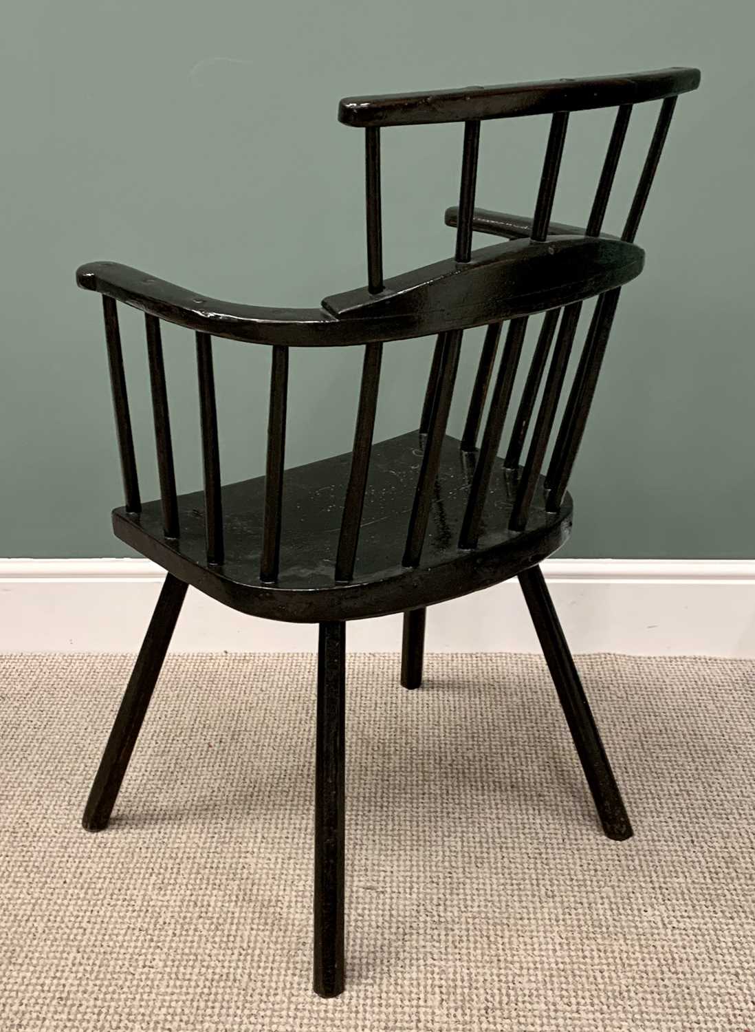 PAINTED PRIMITIVE ASH & ELM STICK-BACK CHAIR, believed Welsh, circa 1800 and possibly later, 94cms - Image 3 of 3