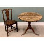 LARGE ANTIQUE OAK TILT TOP TRIPOD TABLE, 72cms H, 89cms diam. top, and a circa 1800 oak farmhouse