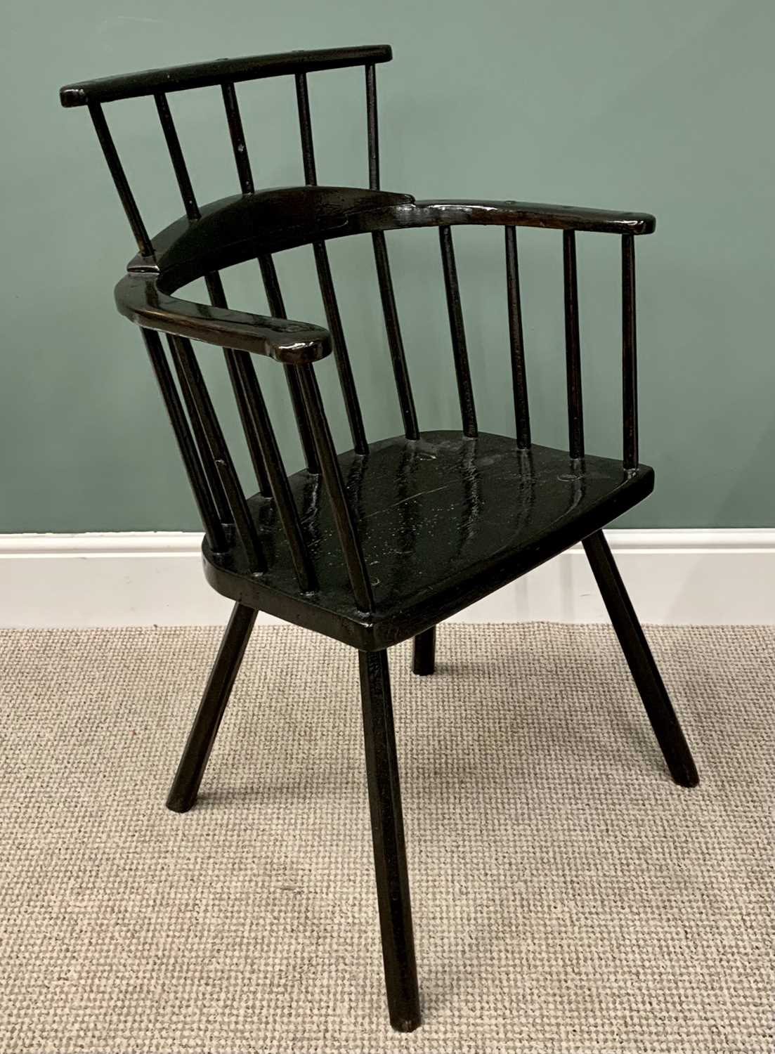 PAINTED PRIMITIVE ASH & ELM STICK-BACK CHAIR, believed Welsh, circa 1800 and possibly later, 94cms - Image 2 of 3