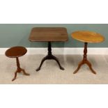 ANTIQUE & LATER TILT TOP AND OTHER OCCASIONAL TABLES x 3, all on tripod bases, to include oak