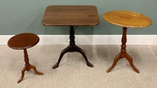 ANTIQUE & LATER TILT TOP AND OTHER OCCASIONAL TABLES x 3, all on tripod bases, to include oak