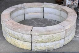 MODERN RECONSTITUTED STONE SECTIONAL ORNAMENTAL GARDEN STRUCTURE, circular format, 16 x stone effect
