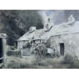 KEITH ANDREW colour print – cottage at Llansadwrn, entitled Caeau Gwynion, signed, 23 x 28cms,