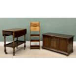 VINTAGE FURNITURE PARCEL x 3, to include a Priory-style oak blanket chest with linenfold front