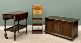 VINTAGE FURNITURE PARCEL x 3, to include a Priory-style oak blanket chest with linenfold front