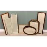 VINTAGE & MODERN MIRROR GROUP x 7, 123.5 x 38cms (the largest)