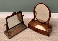 TWO ANTIQUE MAHOGANY TOILET MIRRORS early and late 19th Century, including a rectangular mirrored