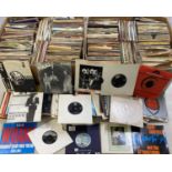 LARGE QUANTITY OF 45RPM SINGLE RECORDS, mainly 60s / 70s rock and pop, contained in 3 x boxes