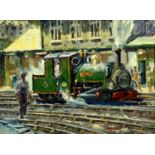 KEITH GARDNER RCA (b. 1933) oil on board - titled verso 'Blanche at Portmadog Station', signed lower