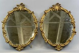 PAIR OF GILT FRAMED ROCOCO WALL MIRRORS, late 19th Century, 45 x 35cms