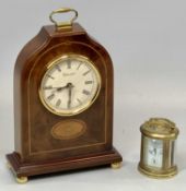 L'EPEE GILT BRASS CASED OVAL CARRIAGE CLOCK, white enamel dial, signed and with alarm dial, striking