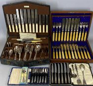 CASED & BOXED CUTLERY GROUP, to include a mahogany cased set of 12 fish knives and forks, with