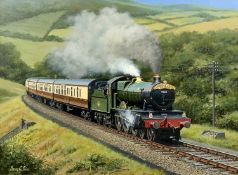 BARRY G PRICE oil on canvas - Cambrian Coast Express 7823 under full steam, signed lower right, 45 x