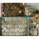 BRITISH SILVER COINAGE, 72ozt approx., additional half silver and bronze coinage and a small