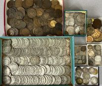 BRITISH SILVER COINAGE, 72ozt approx., additional half silver and bronze coinage and a small