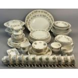 BURLEIGH WARE PART DINNER SERVICE, border decorated with leaves and flowers and with gilded rim,