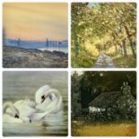 DAVID T WILLIAMS limited edition prints - (281/300) Menai Bridge, 35 x 57cms, (8/150) Woodland, 69.5