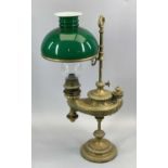 WILD & WERREL MODEL 1373 HARVARD-TYPE STUDENT'S LAMP, cast brass with ornate font supported by a