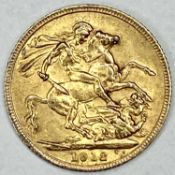 GEORGE V GOLD FULL SOVEREIGN 1912, 8g