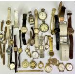 LADY'S & GENT'S FASHION WRISTWATCHES, base metal pocket watches and gilt metal fob watches ETC, a