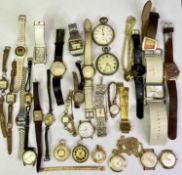 LADY'S & GENT'S FASHION WRISTWATCHES, base metal pocket watches and gilt metal fob watches ETC, a
