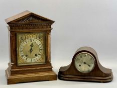 GERMAN OAK CASED MANTEL CLOCK, late 19th / early 20th Century, of architectural form, the gilded