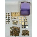 MIXED BRITISH & WORLD COINAGE, to include 11 x pieces of George III, George IV and Victoria silver