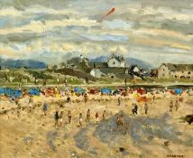 KEITH GARDNER RCA (b. 1933) oil on board - titled verso 'Beach Trearddur, Anglesey', signed lower