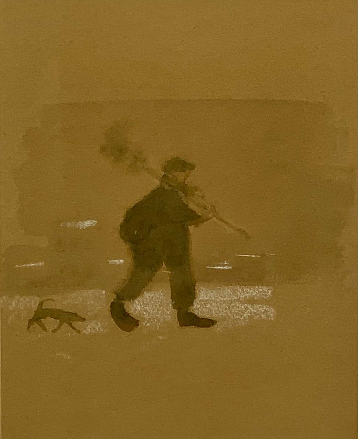 HAROLD RILEY mixed media - chimney sweep with dog, 28 x 22cms Provenance: private collection - see