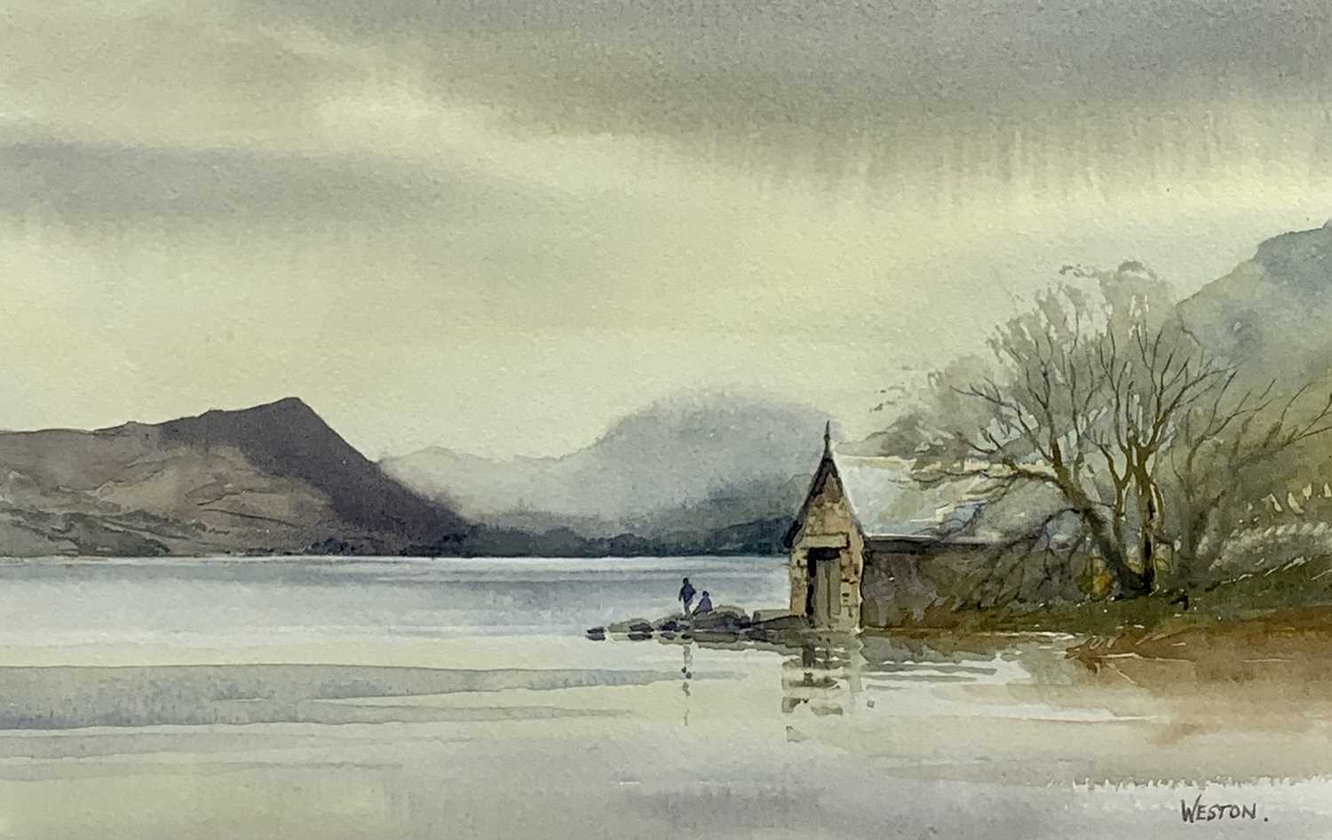 DAVID WESTON (1935-2011) watercolour - titled 'Llyn Dinas Gwynant Valley 2000', signed lower