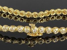 18CT GOLD DIAMOND SET TENNIS BRACELET, having 38 0.05-0.06ct diamonds, estimated total 2cts, stamp